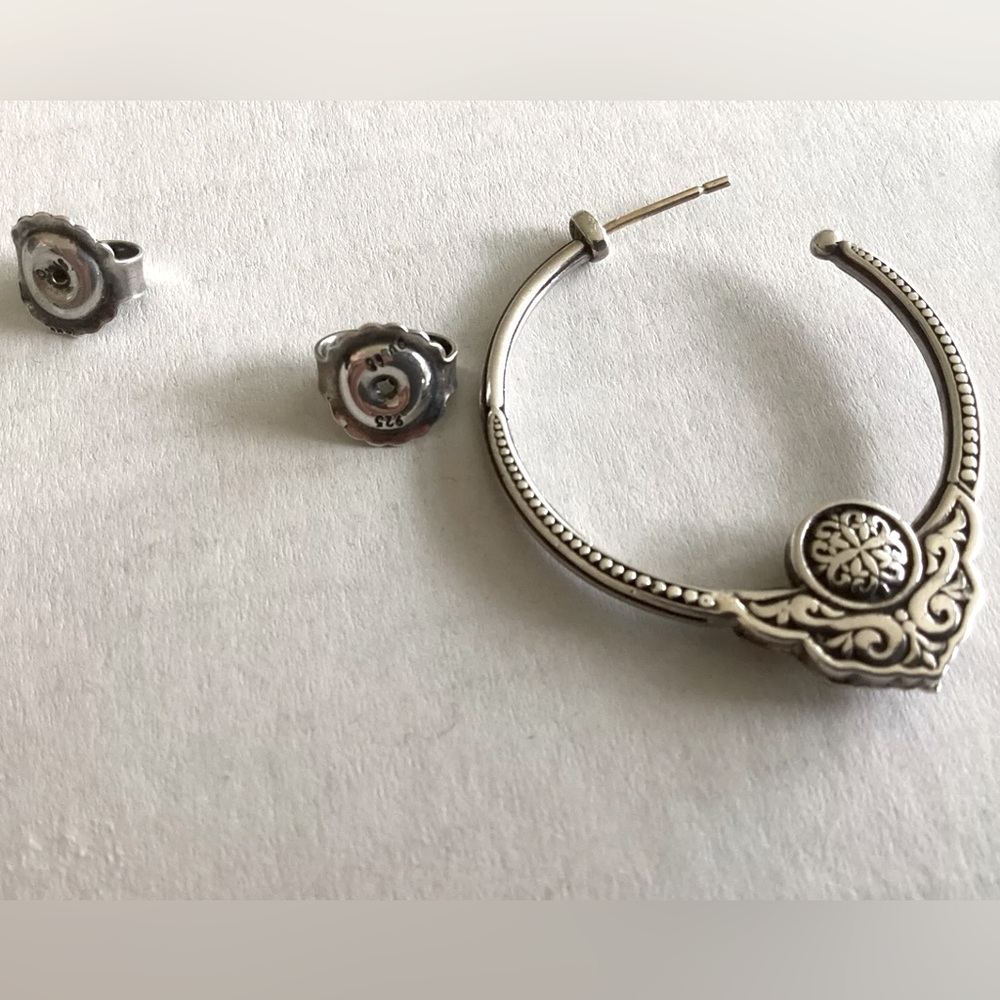 Konstantino Mother of Pearl Hoop Earrings, Sterling Silver & 18K Gold - Picture 8 of 11